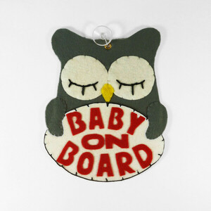 'Baby on Board' σήμα αυτοκινήτου owl - κορίτσι, αγόρι, τσόχα, κουκουβάγια, χειροποίητα, βρεφικά, για παιδιά