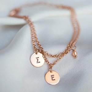 Βραχιόλι με δύο αρχικά μονογράμματα και αλυσίδα ασήμι 925 - charms, ασήμι 925, όνομα - μονόγραμμα, minimal, δώρα για γυναίκες - 4