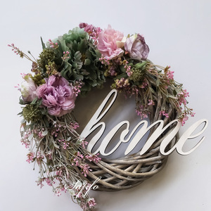 Ξύλινο στεφάνι Home - στεφάνια, λουλούδια, decor
