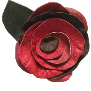 κόκκινο λουλούδι δερμάτινη καρφίτσα - δέρμα