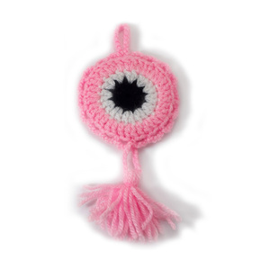 Πλεκτό στρογγυλό διπλό ροζ ματάκι/ γούρι /Crochet round double pink eye/ lucky charm - γούρι, κορίτσι, δώρα για μωρά, βάπτισης, φυλαχτά