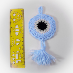 Πλεκτό στρογγυλό διπλό μπλε ματάκι/ γούρι /Crochet round double blue eye/ lucky charm - γούρι, αγόρι, δώρο για νεογέννητο, βάπτισης, φυλαχτά - 3