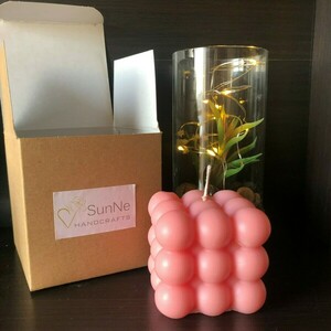 Bubble cube από κερί ελαιοκράμβης - χειροποίητα, αρωματικά κεριά, φυτικό κερί - 3