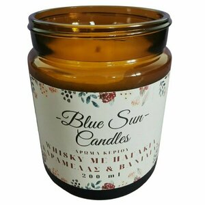 Κερί σόγιας με άρωμα Ουίσκι με Καραμέλα & Βανίλια - BlueSun - δώρα για άντρες, αρωματικά χώρου