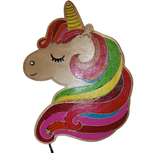 Ξύλινο φωτιστικό μονόκερος unicorn - τοίχου, μονόκερος, παιδικά φωτιστικά, με ξύλινο στοιχείο