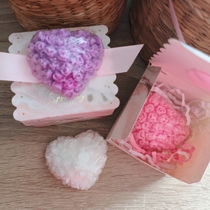 Αρωματικό σαπούνι Καρδιά με μικρά ανάγλυφα τριαντάφυλλα - χαρτί, διακοσμητικά - 5