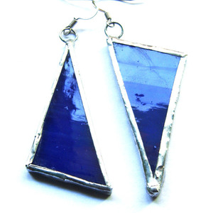 Τρίγωνα Μπλέ Βιτρώ - γυαλί, μοντέρνο, ασήμι 925 - 5