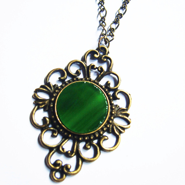 Vintage Μενταγιόν - boho, vintage, charms, romantic, χειροποίητα, βιτρώ, γυαλί, ορείχαλκος, faux bijoux