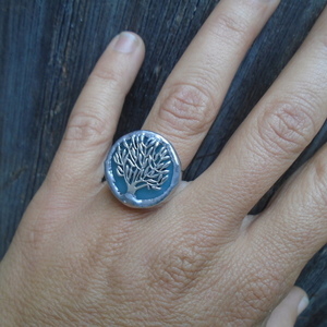 Δαχτυλίδι Δέντρο Βιτρώ - chic, γυαλί, αλουμίνιο, δέντρα, δώρο, βιτρώ, χειροποίητα, μεγάλα, αυξομειούμενα, φθηνά - 3