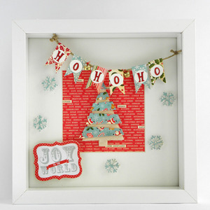 Χριστουγεννιάτικο καδράκι "Ho Ho Ho" - ιδιαίτερο, μοναδικό, δέντρα, διακόσμηση, δώρο, δημιουργία, ξύλο, χαρτί, χριστουγεννιάτικο, για παιδιά, πίνακες & κάδρα, διακοσμητικά