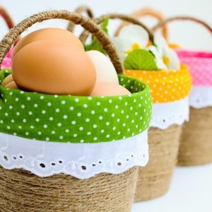 Πασχαλινά καλαθάκια για αυγά - λαμπάδες, νονά, αυγό, πάσχα, διακοσμητικά - 3