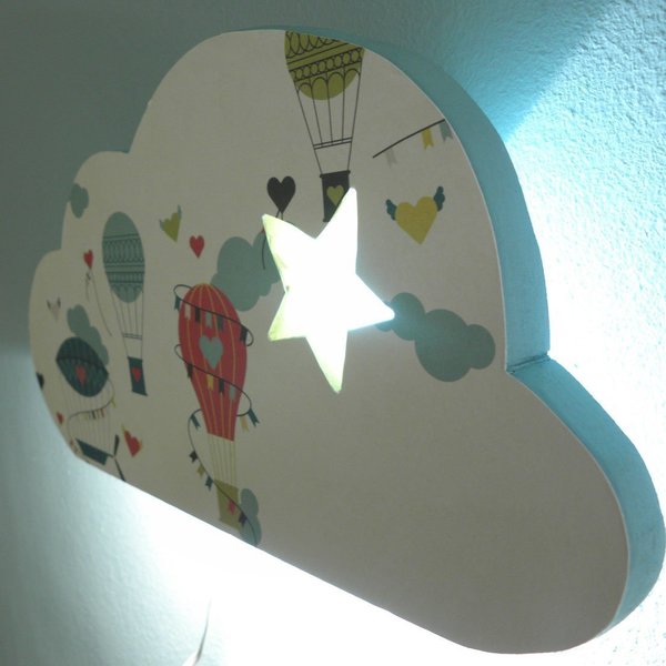 Επιτοίχιο φωτιστικό "Clouds" - διακοσμητικό, αγόρι, επιτοίχιο, mdf, διακόσμηση, decor, τοίχου, χειροποίητα, δώρα για βάπτιση, για παιδιά, παιδικά φωτιστικά - 3
