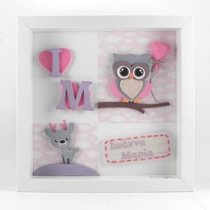 Καδράκι "Little owl" - διακοσμητικό, ξύλο, ζωγραφισμένα στο χέρι, ζωάκι, πίνακες & κάδρα, κορίτσι, αγόρι, χαρτί, πηλός, χειροποίητα, δώρα για βάπτιση, personalised, για παιδιά, ζωάκια, παιδικά κάδρα - 2