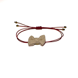 Bow Bracelet - ύφασμα, φιόγκος, vintage, charms, νήμα, μέταλλο, κορδόνια, romantic, αυξομειούμενα, φθηνά