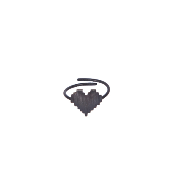 "Pixel heart" II black - ασήμι 925, καρδιά, minimal, μικρά, δώρα αγίου βαλεντίνου, αυξομειούμενα, φθηνά
