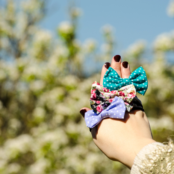 Σετ Hair Bow Floral Patterns Λαστιχάκια