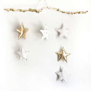 Ξύλινο διακοσμητικό τοίχου αστέρια - ύφασμα, διακοσμητικό, ξύλο, αστέρι, διακοσμητικά, για παιδιά - 2