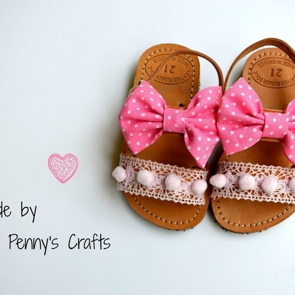 Baby sandal pink bow - βαμβάκι, φιόγκος, καλοκαιρινό, σανδάλι, φλατ, για παιδιά - 2