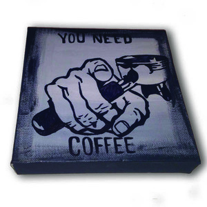 ''u need coffee'' - διακοσμητικό, ζωγραφισμένα στο χέρι, πίνακες & κάδρα, καμβάς, επιτοίχιο, διακόσμηση, decor, ακρυλικό, χειροποίητα