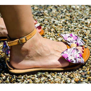 #Dreamland Beach# Sandals - δέρμα, φιόγκος, chic, καλοκαιρινό, μοντέρνο, σανδάλι, χειροποίητα, φλοράλ, romantic, φλατ - 3