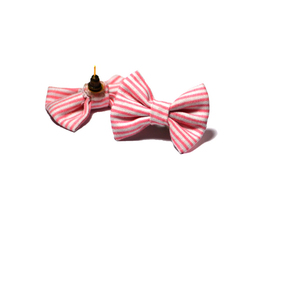 Bow Stripe - φιόγκος, ριγέ, ύφασμα, καρφωτά, επιχρυσωμένα, μικρά