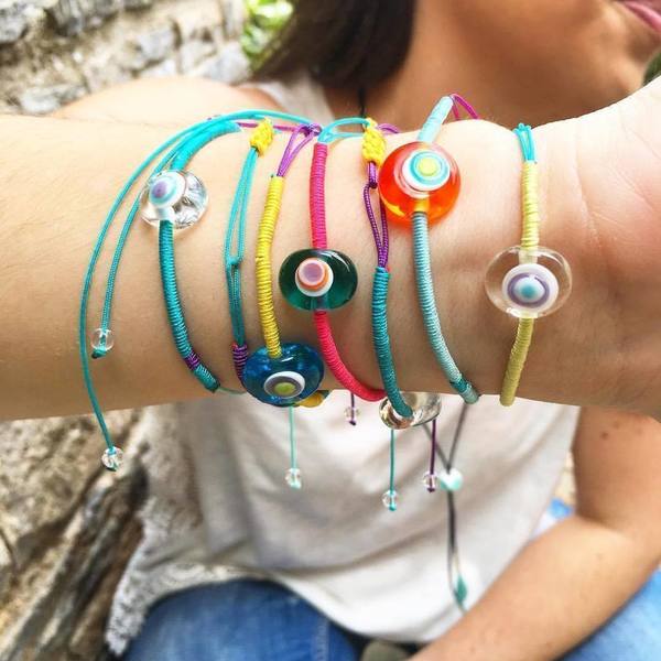 Evil eye bracelets - χρωματιστό, γυαλί, charms, γυναικεία, κορδόνια, μάτι, ethnic, σταθερά - 3