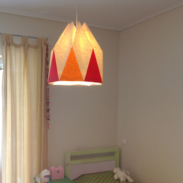 Χάρτινο καπέλο λάμπας origami large - χαρτί, δώρο, γεωμετρικά σχέδια, για παιδιά, οροφής - 3