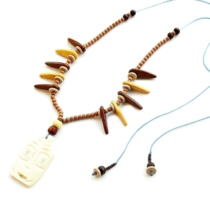 Africa necklace, εθνικ κολιε με ξυλινα και κεραμικα στοιχεια - boho, chic, fashion, γυναικεία, καλοκαίρι, χειροποίητα, ημιπολύτιμες πέτρες, χαολίτης, κεραμικό, κερωμένα κορδόνια, ξύλο, μακρύ, χάντρες, ethnic, μακριά