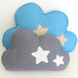 Μαξιλάρι γκρι σύννεφο - ύφασμα, βαμβάκι, αγόρι, αστέρι, πουά, μαξιλάρια - 4