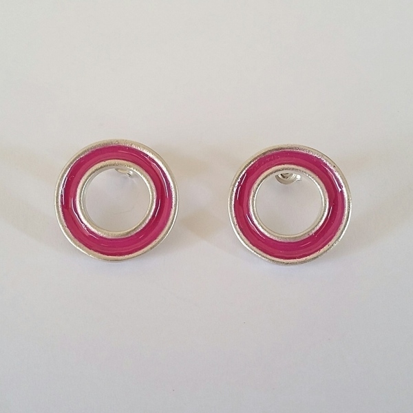 Wheel Earrings-Ασημένια Σκουλαρίκια Κύκλος Με Σμάλτο - χρωματιστό, μοντέρνο, επιχρυσωμένα, ασήμι 925, σμάλτος, κύκλος, χειροποίητα, δώρα για γυναίκες - 3