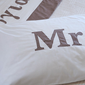 Σεντόνια Mr & Mrs - λευκά είδη, δώρα γάμου, mr & mrs, personalised, δώρα αγίου βαλεντίνου - 5