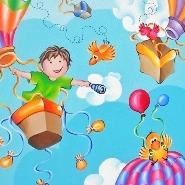 Χειροποίητος πίνακας ζωγραφισμένος με ακρυλικά χρώματα. - καμβάς, αγόρι, πουλάκια, όνομα - μονόγραμμα, ακρυλικό, αερόστατο, δωμάτιο, για παιδιά, προσωποποιημένα, παιδικοί πίνακες - 3