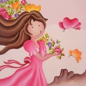Παιδικός πίνακας πριγκίπισσα. - ζωγραφισμένα στο χέρι, καμβάς, κορίτσι, λουλούδια, όνομα - μονόγραμμα, ακρυλικό, δωμάτιο, δωράκι, πριγκίπισσα, προσωποποιημένα, παιδικοί πίνακες - 3