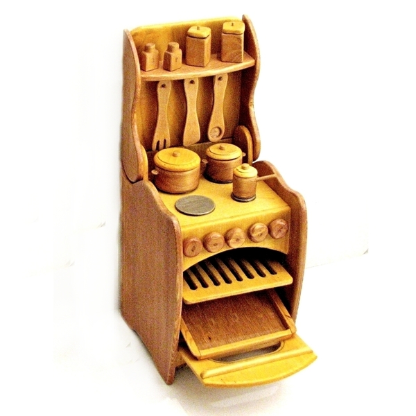 Ξύλινη Χρωματισμένη Κουζίνα με Φούρνο - ξύλο, παιχνίδι, κουζίνα, ξύλινα παιχνίδια - 2