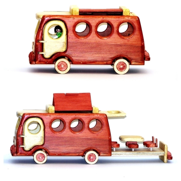 Ξύλινο Κατασκηνωτικό Λεωφορειο - ξύλο, παιχνίδι, ξύλινα παιχνίδια - 2