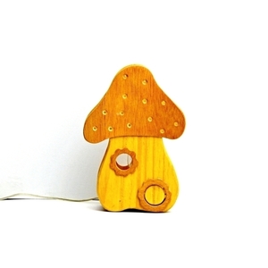 ξύλινο επιτραπέζιο φωτιστικό Μανιτάρι - ξύλο, κορίτσι, πορτατίφ, παιδικά φωτιστικά