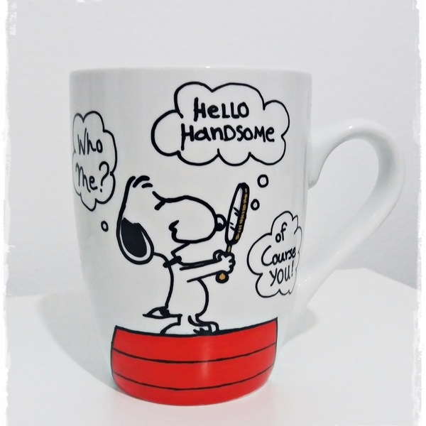 Χειροποίητη κούπα "Hello Handsome..." - ιδιαίτερο, κορίτσι, αγόρι, κουζίνα, χειροποίητα, πορσελάνη, δωράκι, personalised, κούπες & φλυτζάνια