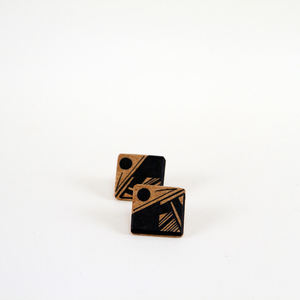 Ξύλινα σκουλαρίκια με γεωμετρικό μοτίβο "That night" - ξύλο, σκουλαρίκια, γεωμετρικά σχέδια, minimal - 2