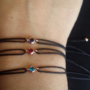 Mini bracelet - ημιπολύτιμες πέτρες, chic, charms, ιδιαίτερο, mini, swarovski, κορδόνια, elegant, romantic, minimal, χεριού, αυξομειούμενα - 3