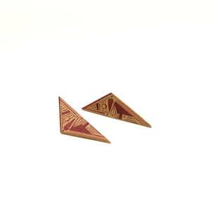 Ξύλινα σκουλαρίκια με γεωμετρικό μοτίβο "Toledo" - σκουλαρίκια, γεωμετρικά σχέδια, minimal, ξύλο