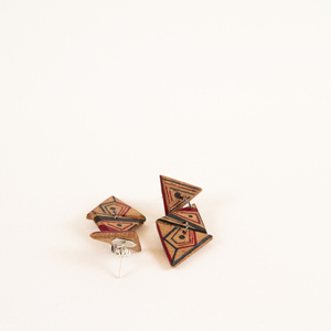 Ξύλινα σκουλαρίκια με γεωμετρικό μοτίβο "Let's spend the night together" - ξύλο, σκουλαρίκια, γεωμετρικά σχέδια, minimal - 2
