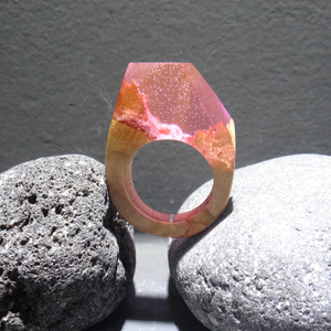 Ξύλινο Δαχτυλίδι “Mars” (RWR00019M) - statement, ξύλο, ρητίνη, δαχτυλίδι, ξύλινο, κερί, σταθερά, μεγάλα - 2