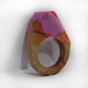 Ξύλινο Δαχτυλίδι “Mars” (RWR00019M) - statement, ξύλο, ρητίνη, δαχτυλίδι, ξύλινο, κερί, σταθερά, μεγάλα