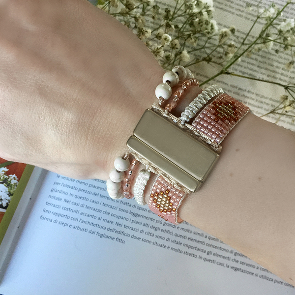 Sun spark bracelet – Boho βραχιόλι με Ημιπολύτιμους Λίθους - Νεφρίτης (Jade) και Χαολίτης - statement, ημιπολύτιμες πέτρες, chic, νεφρίτης, χαολίτης, κρύσταλλα, γεωμετρικά σχέδια, χειροποίητα, χάντρες, romantic, ethnic, σταθερά, πολύσειρα, χεριού, φαρδιά - 5
