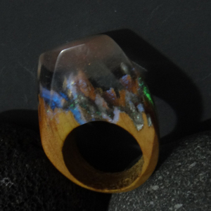 Ξύλινο Δαχτυλίδι ρητίνης “Mountain Balloon” - statement, ξύλο, ρητίνη, δαχτυλίδι, ξύλινο, κερί, σταθερά, μεγάλα - 4