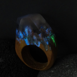 Ξύλινο Δαχτυλίδι ρητίνης “Mountain Balloon” - statement, ξύλο, ρητίνη, δαχτυλίδι, ξύλινο, κερί, σταθερά, μεγάλα - 5