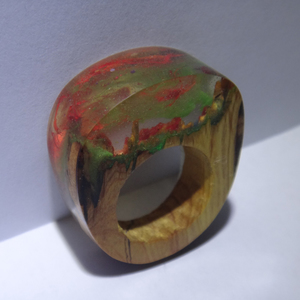 Ξύλινο Δαχτυλίδι ρητίνης “Reef” - statement, ξύλο, ρητίνη, δαχτυλίδι, ξύλινο, κερί, σταθερά, μεγάλα - 5