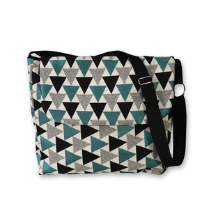 Τσάντα ταχυδρόμου - γυναικεία, τσάντα, ώμου, ύφασμα, χιαστί, γεωμετρικά σχέδια, τρίγωνο, all day