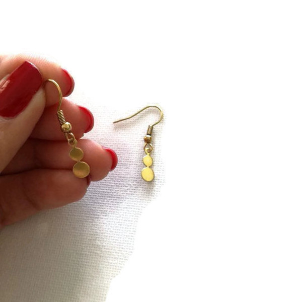 Minimal dangling earrings - chic, ορείχαλκος, σκουλαρίκια, δωράκι, minimal, γυναίκα - 3