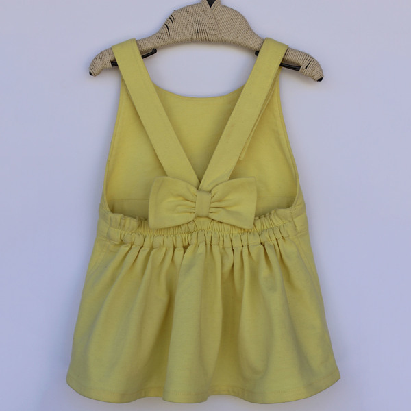 Σαλοπέτα V κίτρινη με φιόγγο - βαμβάκι, κορίτσι, παιδικά ρούχα, 1-2 ετών - 2
